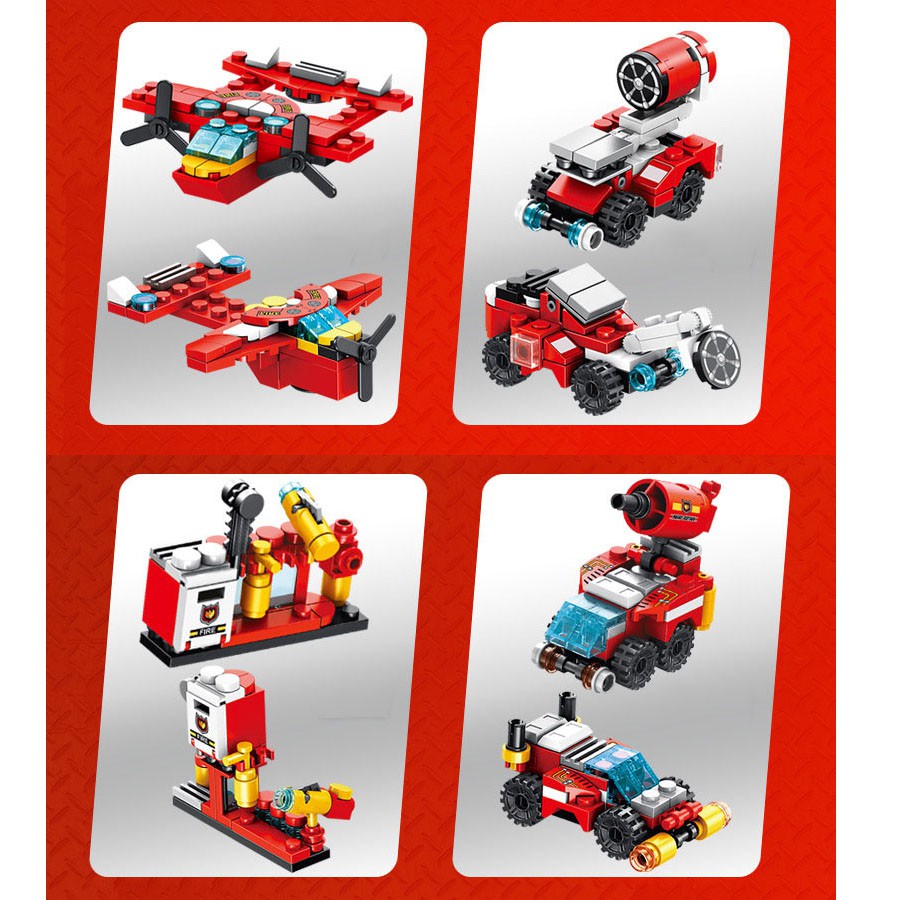Bộ Đồ Chơi Lắp Ráp Kiểu LEGO Mô Hình Xe Cứu Hỏa 12IN1 CITY FIRE BRIGADE PANLOS 633009 Với 557 Chi Tiết