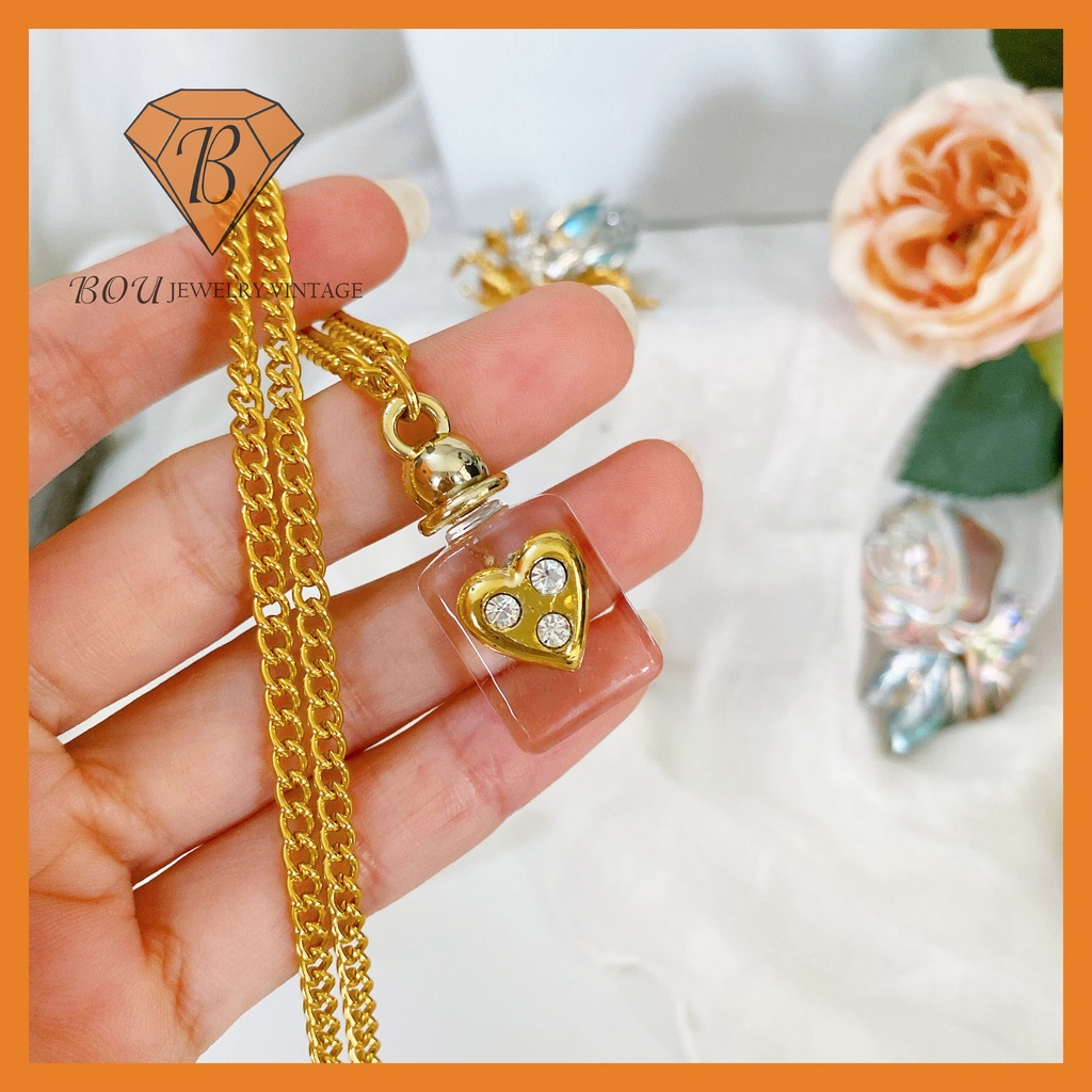 VÒNG CỔ HÌNH CHAI NƯỚC HOA SECONDHAND TRANG SỨC SI NHẬT BẢN BOU JEWELRY VINTAGE MÃ VC340