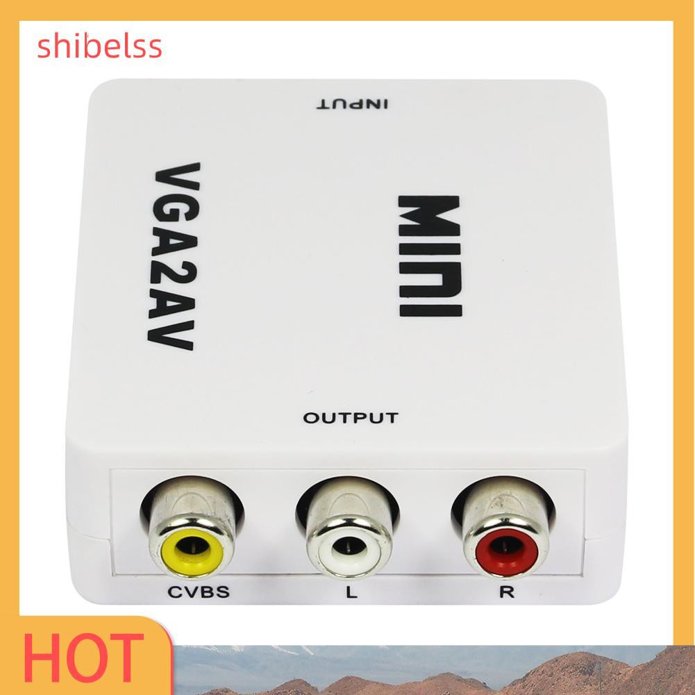 Shibelss Premium Computer VGA to AV TV Composite RCA S-Video Scan Converter 1080P