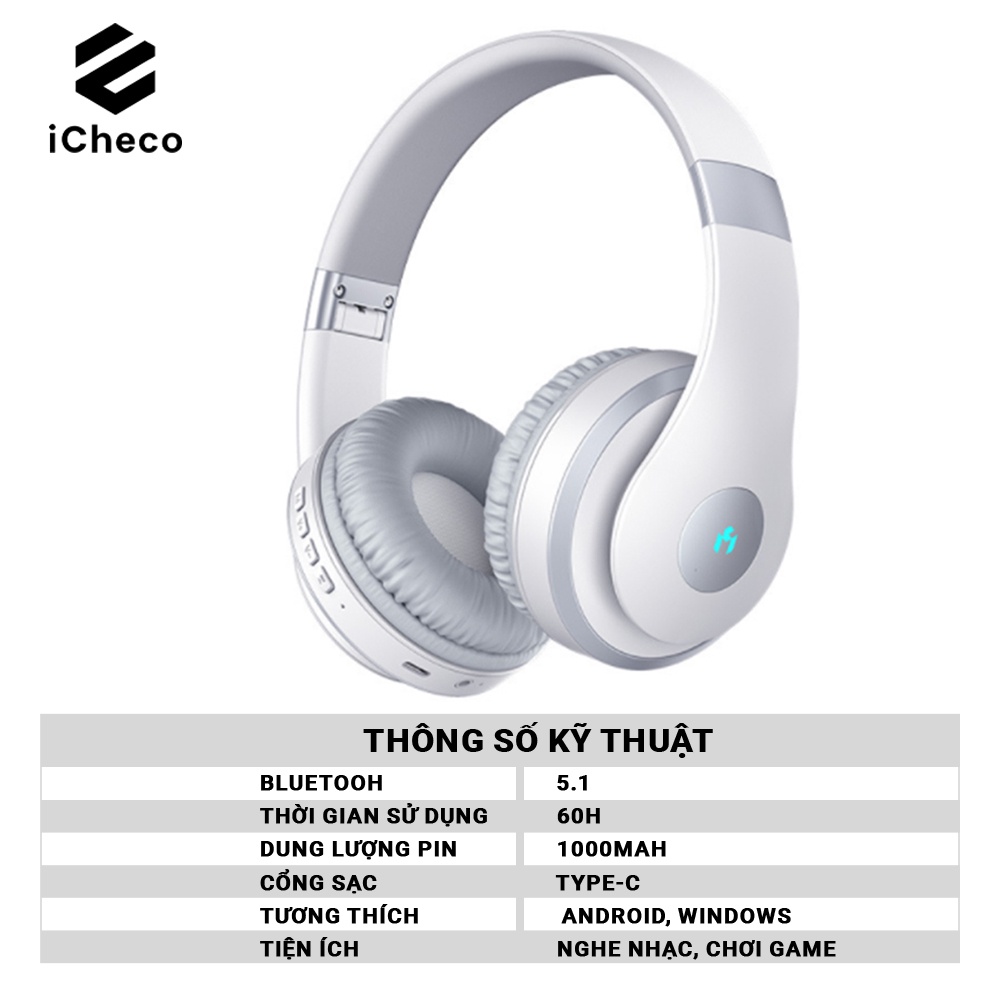 Tai nghe bluetooth chụp tai gaming ICHECO MC TB06 PRO headphone không dây chống ồn