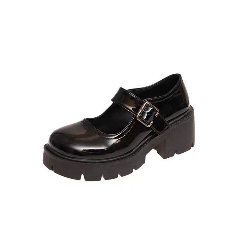 Giày lolita đế cao da bóng phụ nữ phong cách Hàn Quốc