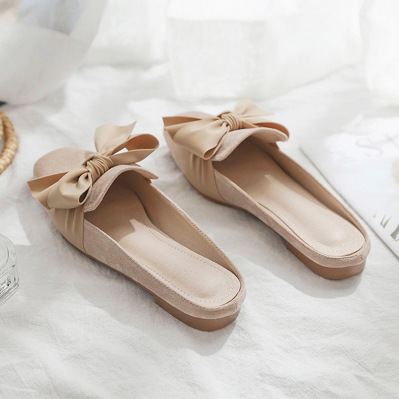 Giày bít mũi IELGY đính nơ phong cách Hàn Quốc cho nữ