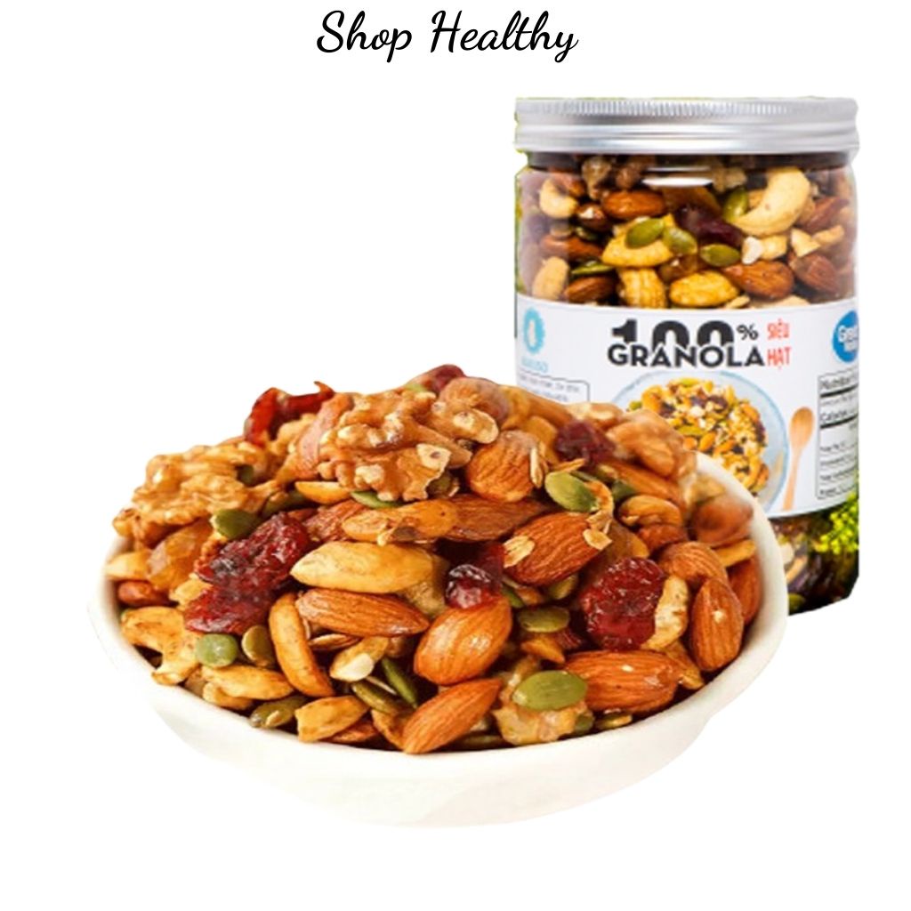 Granola siêu hạt dinh dưỡng mix  loại đặc biệt hộp 500g  các vị ăn kiêng eatclean