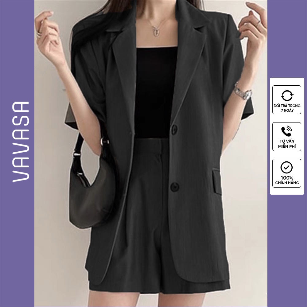 Áo blazer nữ tay ngắn 1 lớp kiểu bigsize hàn quốc VAVASA AB03