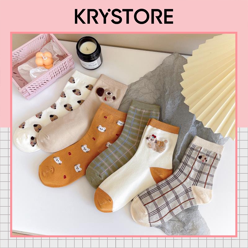 Tất cổ cao trắng nam nữ chó snoopy cute chất đẹp Krystore TC15