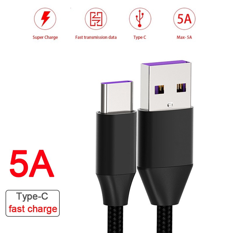 Dây cáp sạc nhanh USB Type-C 1M 2M cho Xiaomi Redmi Note 7 Samsung Huawei OPPO