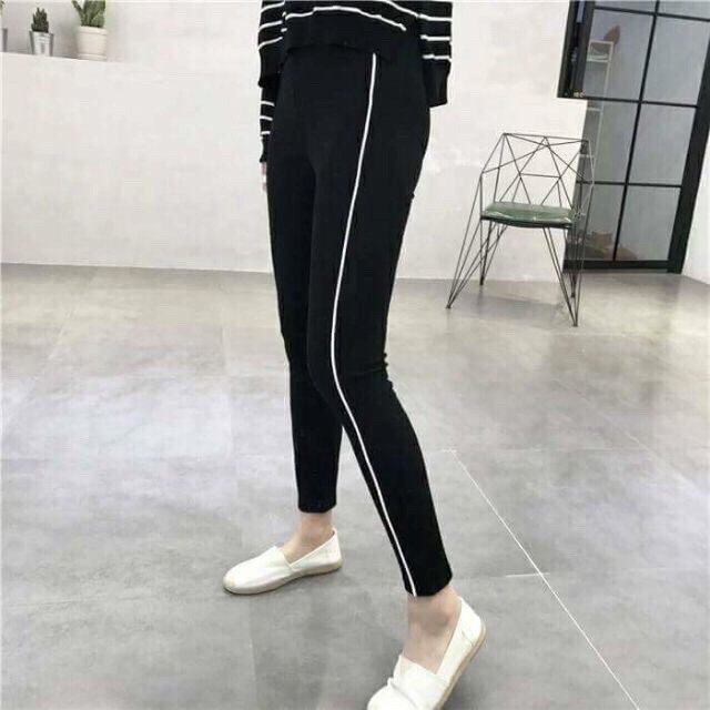 Quần legging sọc trắng nhỏ đều-hàng loại 1 đẹp