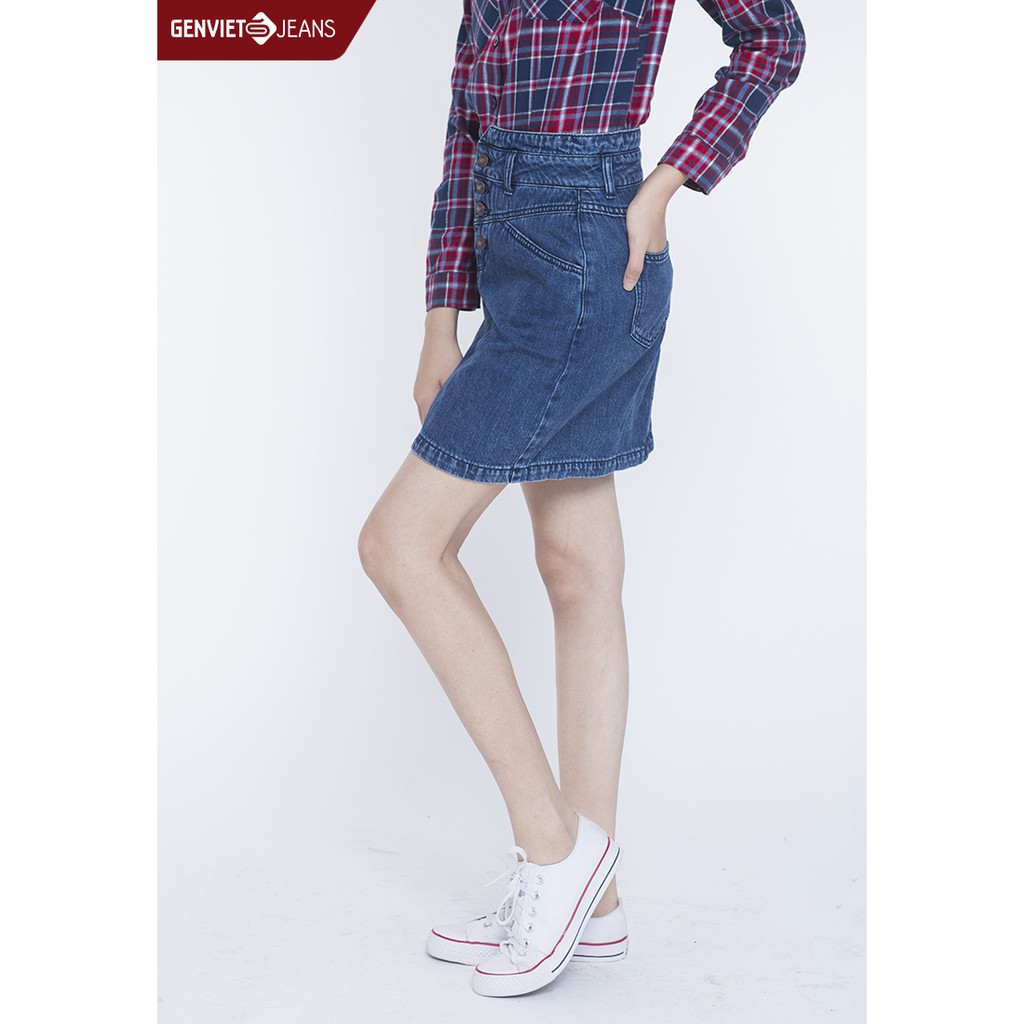 Zuýp jeans dáng A Nữ TJ228J869 GENVIET | BigBuy360 - bigbuy360.vn
