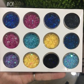 Set nhũ 12 nail màu tròn nhiều họa tiết