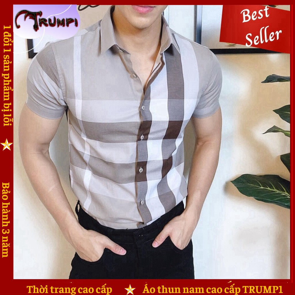 Áo Sơ Mi Nam Ngắn Tay 💓FREESHIP💓 dáng ôm body chuẩn, mẫu sơ mi slimfit cực đẹp! TRUMP1