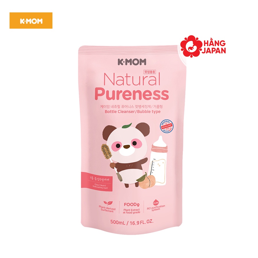 Nước rửa bình sữa và hoa quả hữu cơ KMom chai 500ml / túi 500ml Hàn Quốc