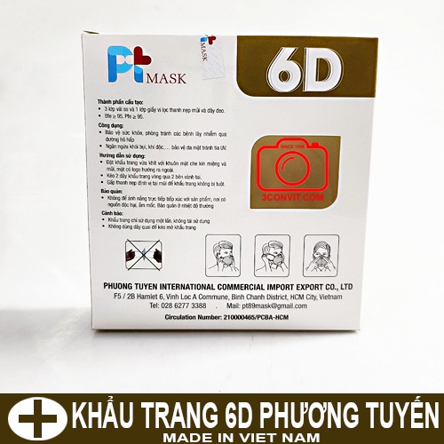 Hộp 10 khẩu trang 5 lớp 6D cao cấp Phương Tuyến
