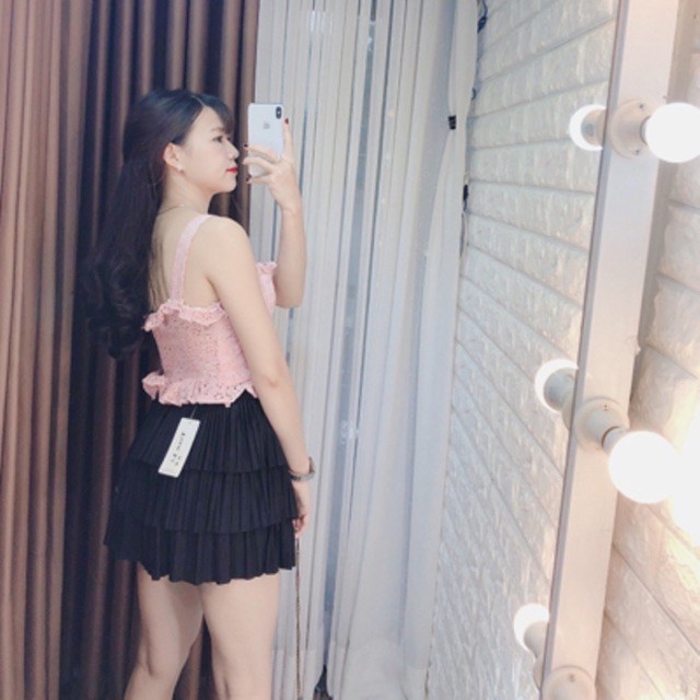 Chân váy 2 tầng dập ly có quần trong - Chân váy ngắn xếp ly QC sang chảnh | BigBuy360 - bigbuy360.vn