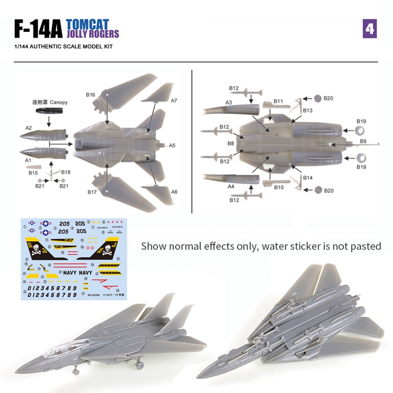 Mô hình máy bay chiến đấu USA F14 Tomcat F15 F-4E tỉ lệ 1/144