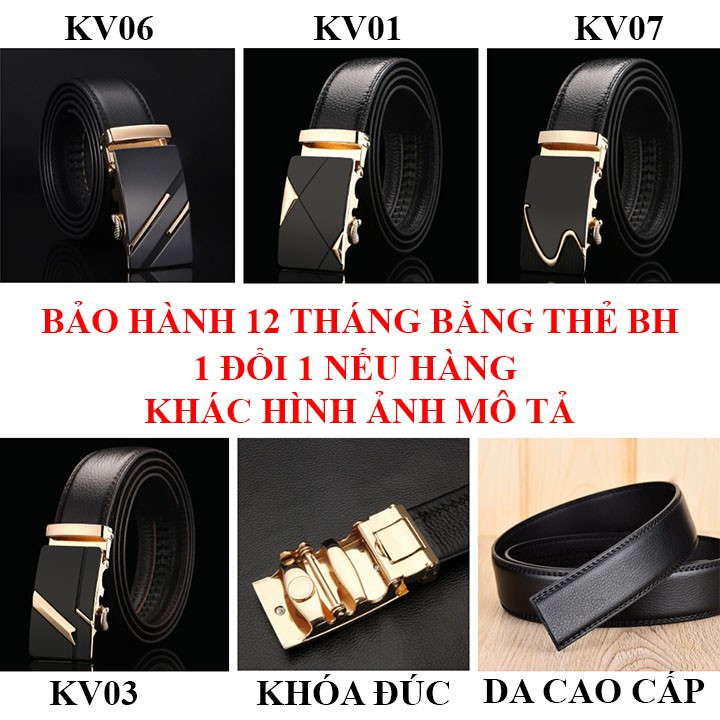 [HÀNG HIỆU] Thắt Lưng Da Nam Khóa Tự Động Dây Nịt Nam Da Cao Cấp 100% Chính Hãng Mạ Vàng Bạc Nam Tính TLKV_07