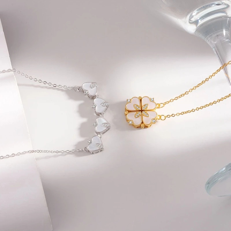 Vòng Cổ Choker Đính Nút Nam Châm Hình Trái Tim Lãng Mạn Cho Nữ