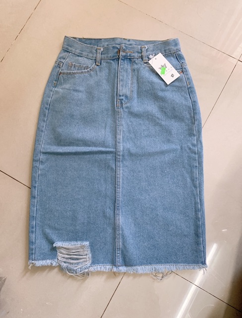 Nhập WAMS8 giảm 15%_ Chân váy jean dài phom chữ A, rách xẻ sau 1760 | BigBuy360 - bigbuy360.vn