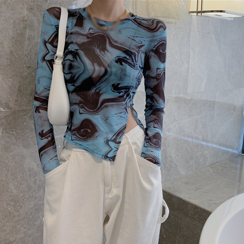 Áo Thun Tay Dài Cổ Tròn Nhuộm Màu Độc Đáo Thời Trang Phong Cách Hàn Quốc