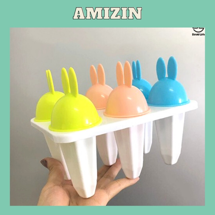 Khuôn làm kem hình thú AMIZIN Khay làm kem tại nhà 6 que có nắp xinh xắn giá rẻ