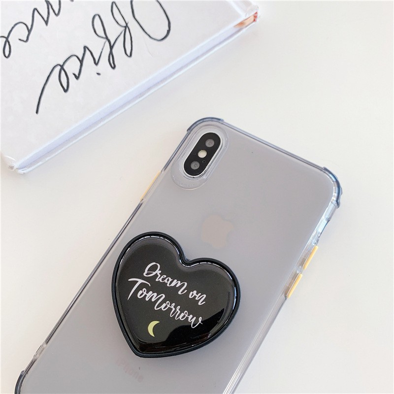 Popsocket giá đỡ điện thoại pop up trái tim in bóng TOMORROW bling bling