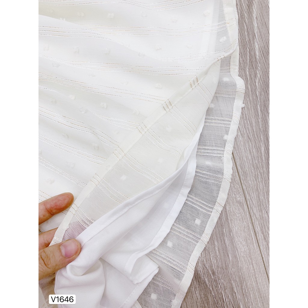 Váy xòe trắng kem bèo ngực V1646  - ĐẸP SHOP DVC ( Ảnh mẫu và ảnh trải sàn do shop tự chụp )