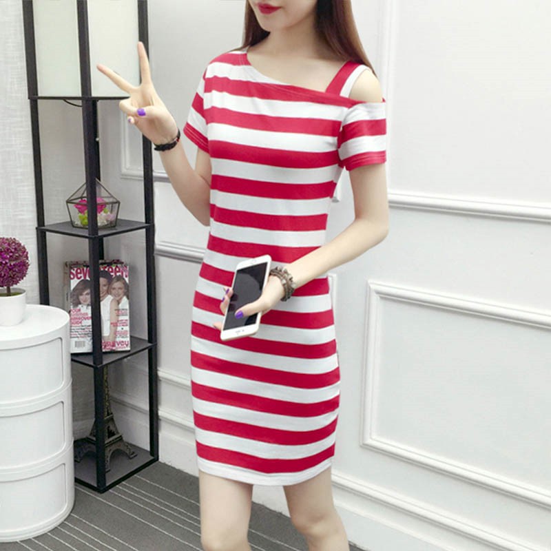 Đầm suông sọc ngắn tay | BigBuy360 - bigbuy360.vn