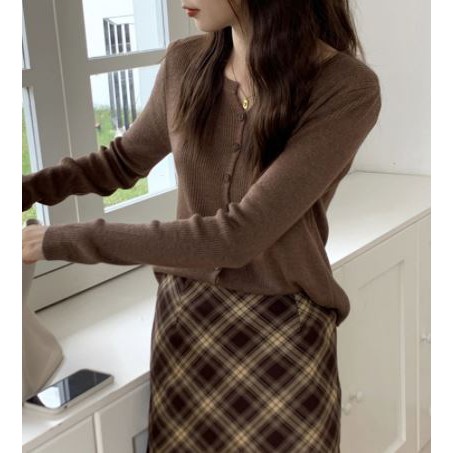 SẴN Áo Khoác Len Mỏng Dài Tay Áo Len Gân Phong Cách Thời Trang Nữ