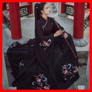 HCM [ có sẵn ] hán phục cổ trang chính hãng full thêu xịn hanfu đen