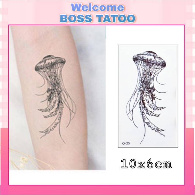 Hình xăm sứa biển q25. Xăm dán tatoo mini tạm thời, size &lt;10x6cm