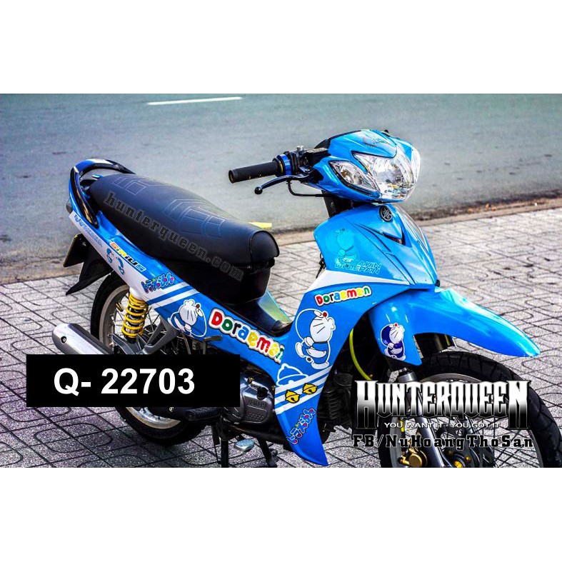 Tem rời xe Sirius - Doraemon dán xe xanh - Thiết kế theo yêu cầu, chỉnh sửa theo ý. Sắc nét, bền màu