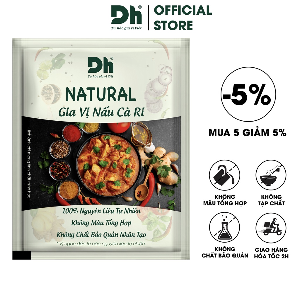 Gia vị nấu cà ri Natural Dh Foods gia vị nấu ăn 10gr