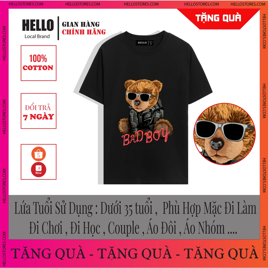 [MÃ HELLOAP01 GIẢM 10% TỐI ĐA 10K ĐƠN TỐI THIỂU 700k] Áo phông nữ rộng unisex cổ tròn HELLO BADBOY_Ap02 | BigBuy360 - bigbuy360.vn