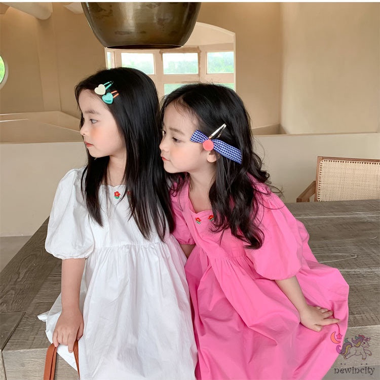 Đầm Công Chúa Tay Phồng Thêu Họa Tiết Thời Trang Hàn Quốc Cho Bé Gái