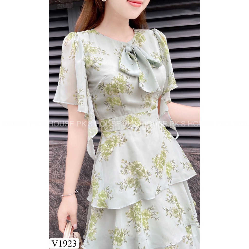 Đầm Thiết Kế Dáng Xoè Hoa Xanh Xếp Tầng Cánh Tiên V1923, Váy Xoè Voan Hoa Cao Cấp - PK Official | BigBuy360 - bigbuy360.vn