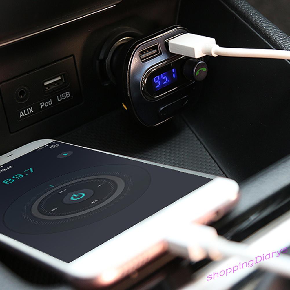 Củ Sạc Trên Ô Tô 2 Cổng Usb Aux Tf Fm Bluetooth 4.2 Mp3 Player Cho Iphone