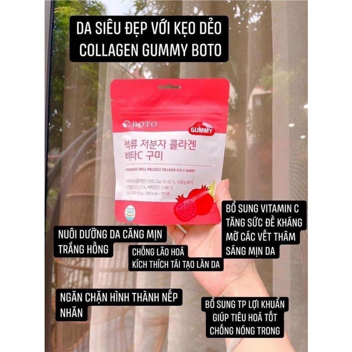 Kẹo Collagen Lựu Boto Kẹo Dẻo Gummy Collagen Vitamin C Hàn Quốc 30 Viên