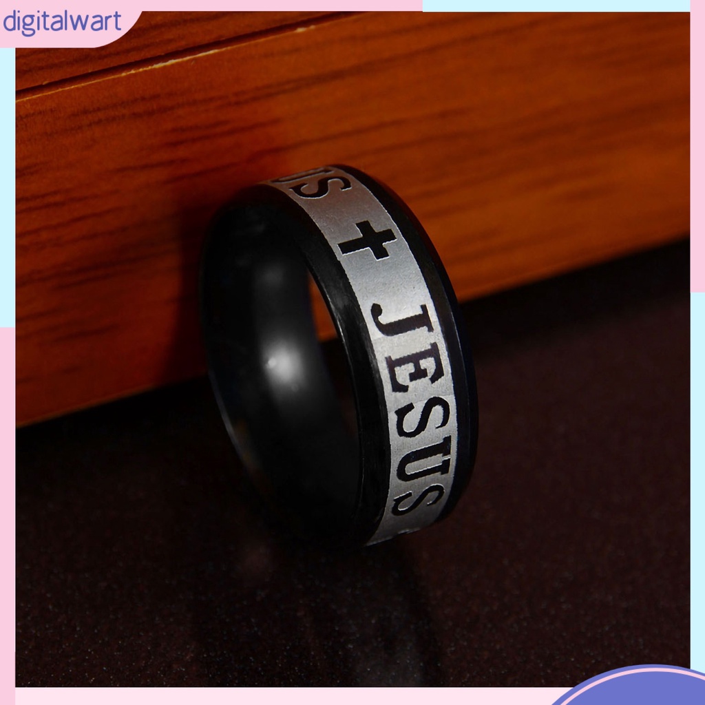 Nhẫn inox khắc chữ Jesus và chữ thập thời trang cho nam nữ
