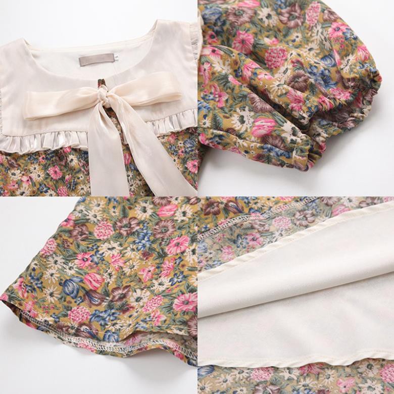 Váy hoa nhí cổ nơ bèo Quảng Châu -TikBook Store