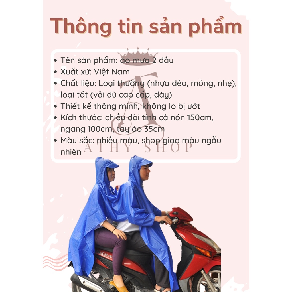 Áo mưa 2 đầu cho tình nhân hai người loại dày cao cấp rain wear rainwear