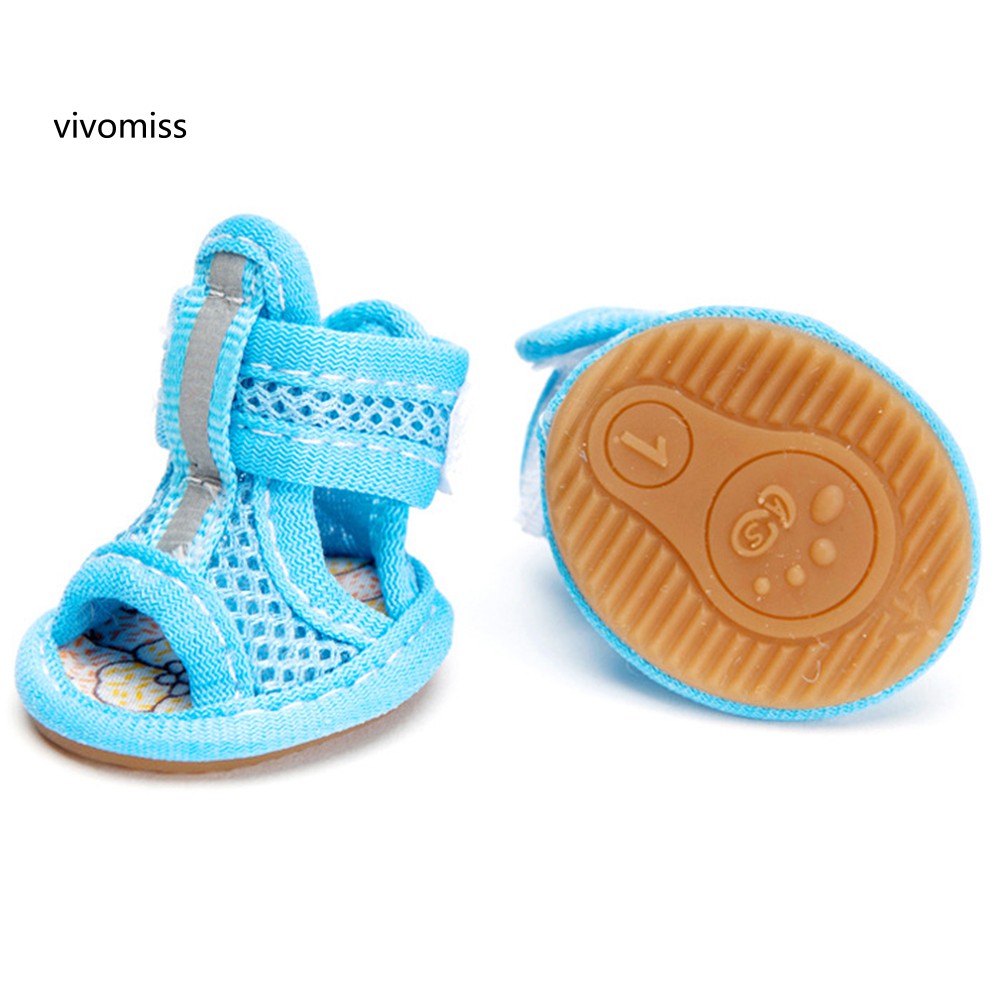 Set 4 giày cao su phối lưới chống trượt cho thú cưng