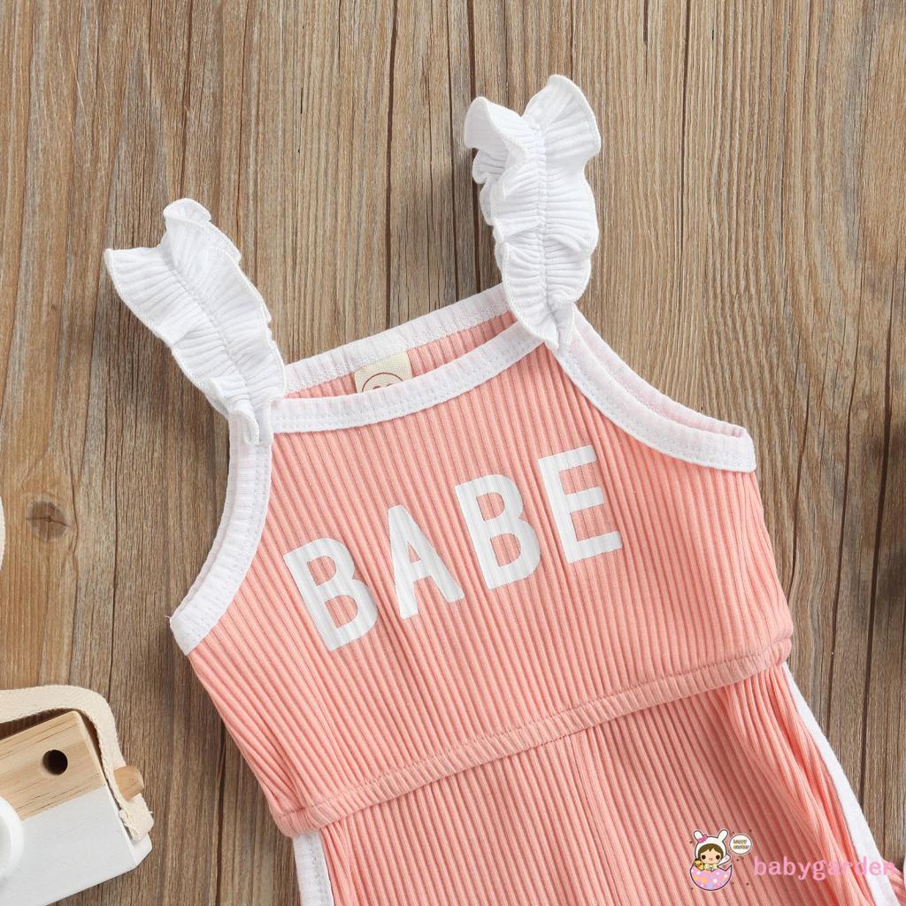 Bộ áo liền quần không tay phối ren đính nơ eo cao thời trang mùa hè cho bé gái