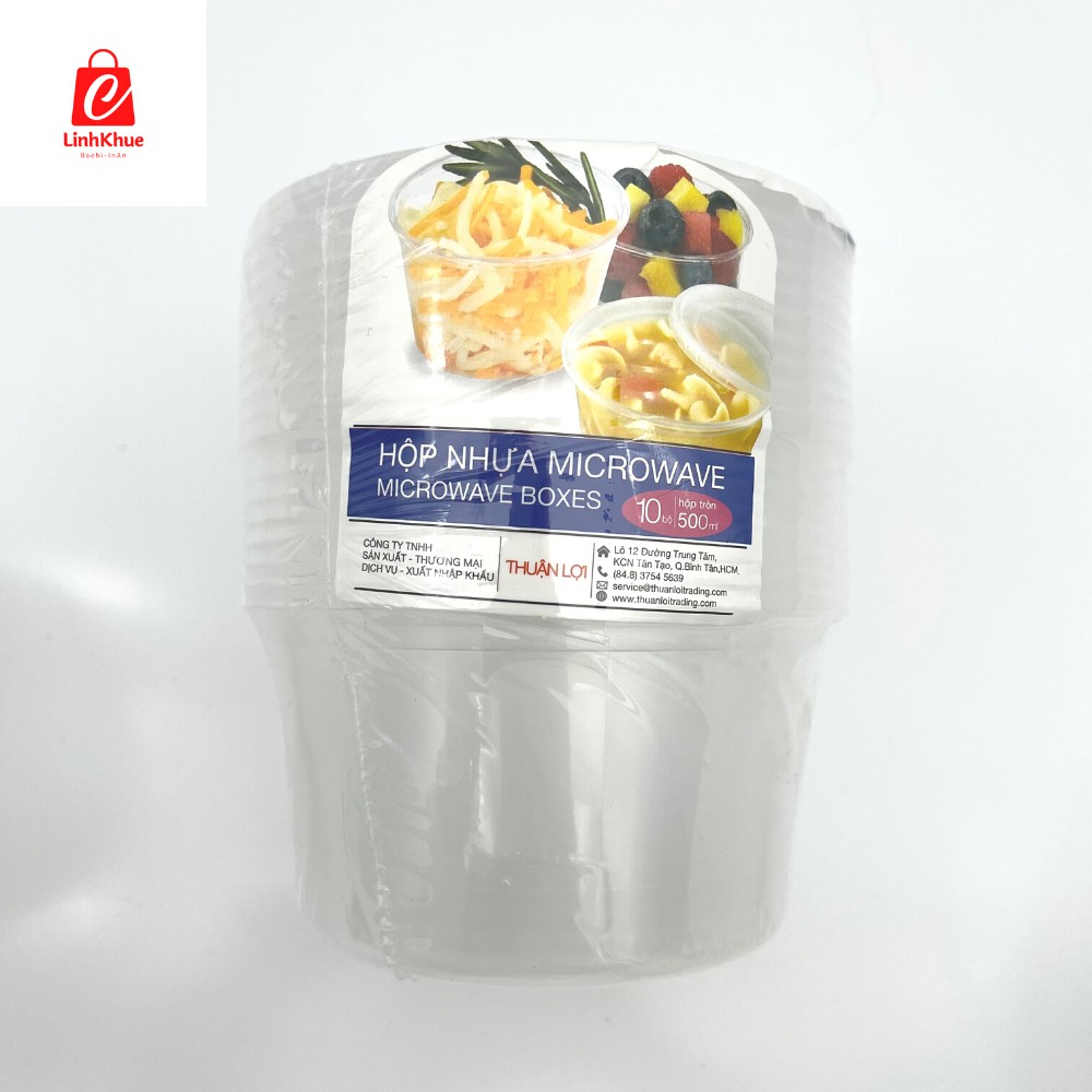 Hộp nhựa tròn 500ml kèm nắp - Hộp Microwave - Sp0008 - Hộp đựng thức ăn - Đồ dùng 1 lần