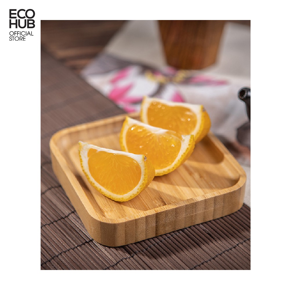 Khay gỗ Tre ECOHUB tự nhiên (Tròn, Chữ Nhật, Vuông, Elip) Nhiều kích thước, Hàng VN (Bamboo serving tray) | EH024