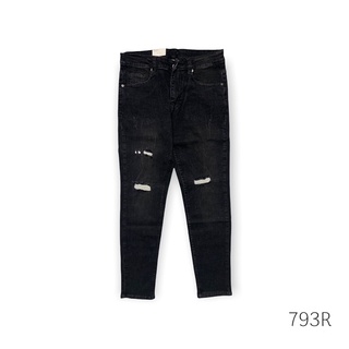 Quần Jean nam ORID dáng dài Slim fit đen xám rách gối