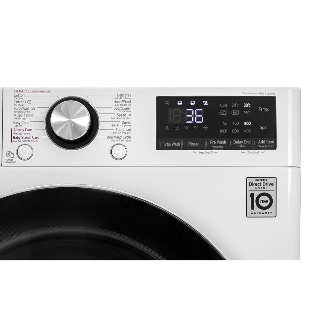 Máy giặt LG FV1409S2W 9kg (trắng) inverter |LG FV1409S2W
