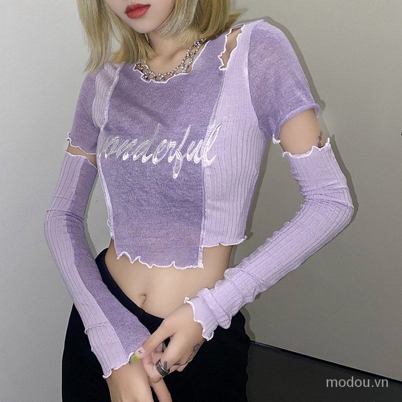 Áo thun nữ WEANIA tay ngắn thêu chữ màu sắc trẻ trung