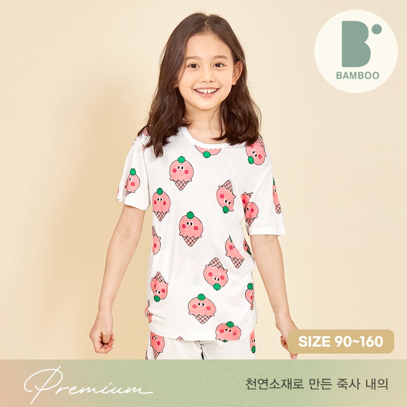 Đồ bộ quần áo ngắn tay vải sợi tre cao cấp dành cho bé trai, bé gái mặc nhà mùa hè Unifriend Hàn Quốc U2022-9