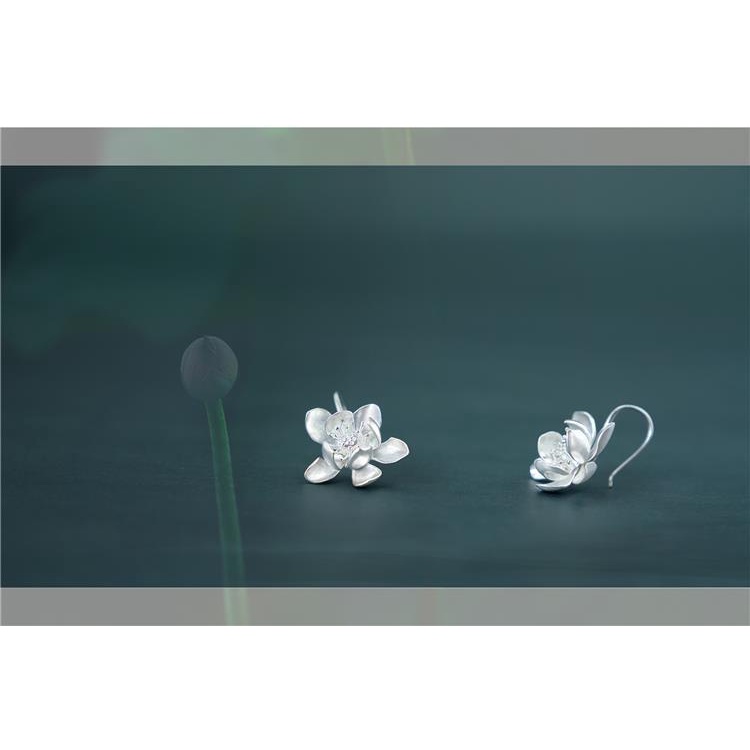 Miyan Bông Tai Mạ Bạc 925 Hình Hoa Sen handmade Xinh Xắn Thời Trang