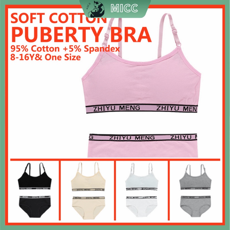 Áo ngực thể thao chất liệu cotton mềm mại thoáng khí thoải mái cho bé gái 10-16 tháng tuổi