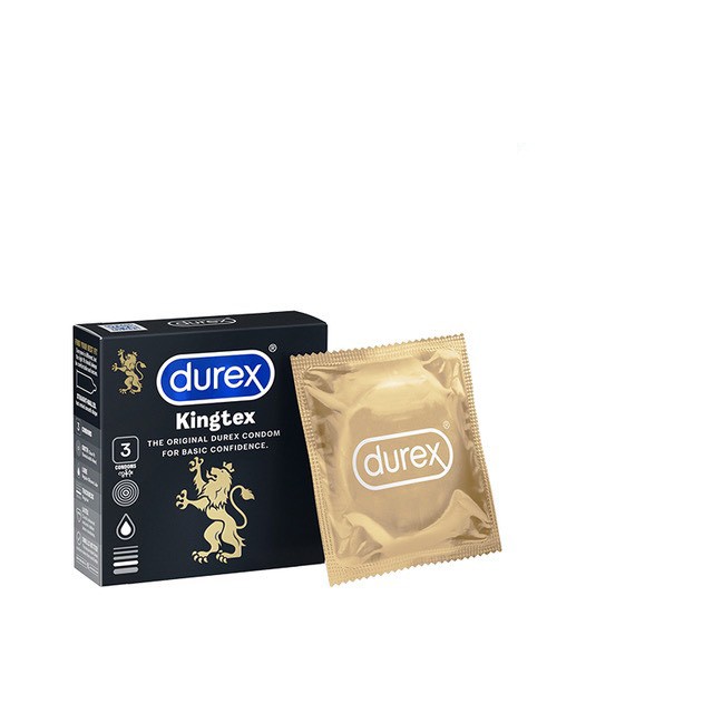 Bao Cao Su Durex Kingtex Size Nhỏ Vừa Vặn 49mm Ôm Sát | BCS Ok An Toàn Latex Tự Nhiên Hộp 3 Cái - Đóng Gói Che Tên SP